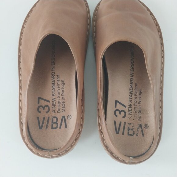 Vibae Roma Leather Shoes Womens 6.5-7 EU 37 Clogs Cognac Brown Slip On Comfort. - Picture 7 of 11
